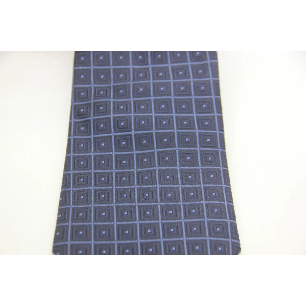 Brooks Brothers Makers Silk Tie Mens Blue Geometric Square USA Old Money Classic